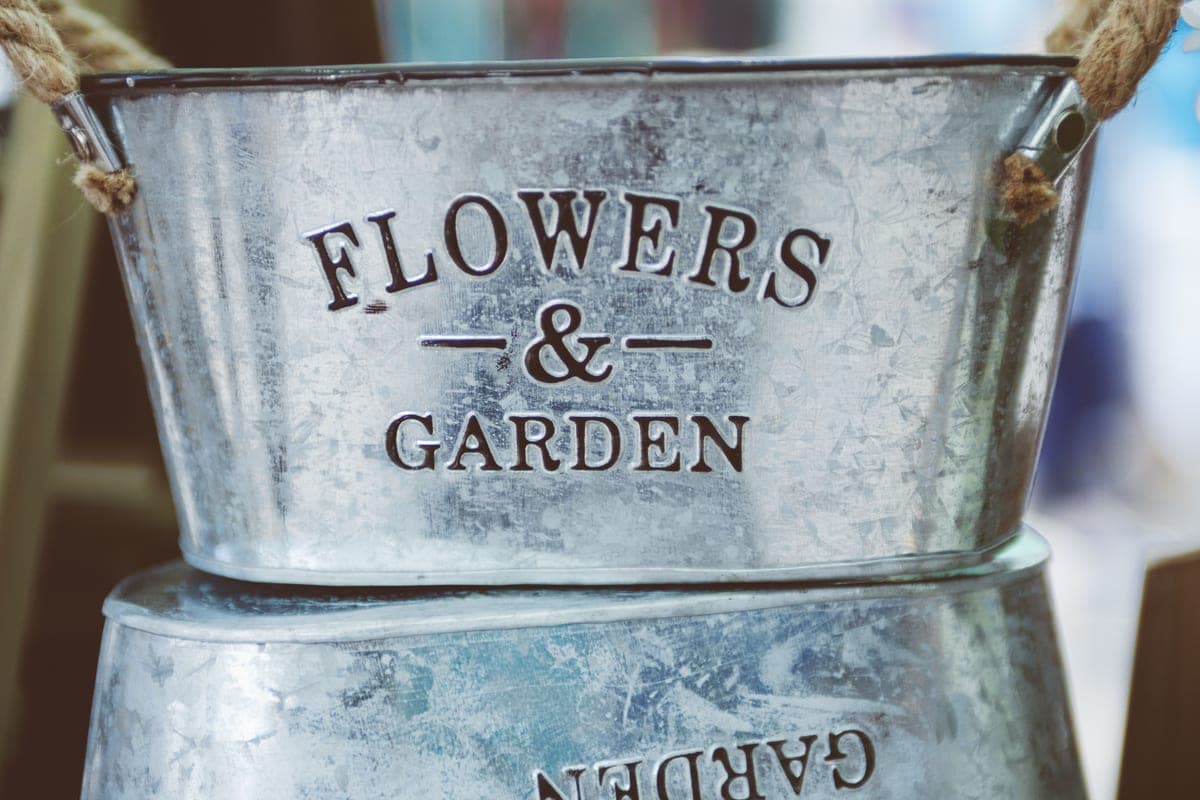 A galvanized steel bucket